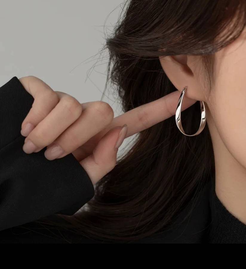 925 Silver Oval Buckle Earrings