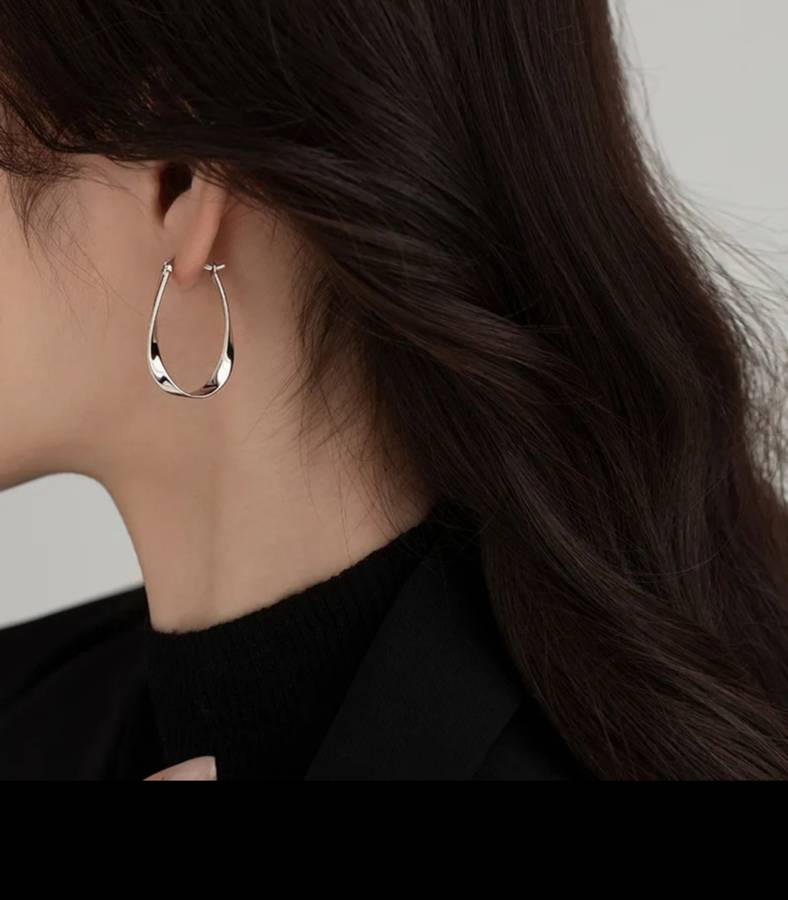 925 Silver Oval Buckle Earrings
