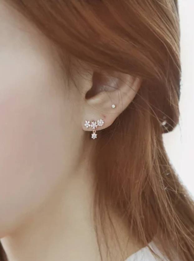 925 Silver CZ Flower Earring