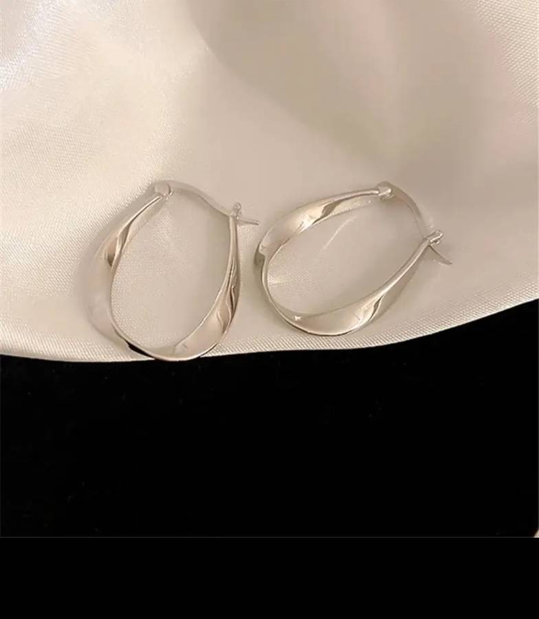 925 Silver Oval Buckle Earrings
