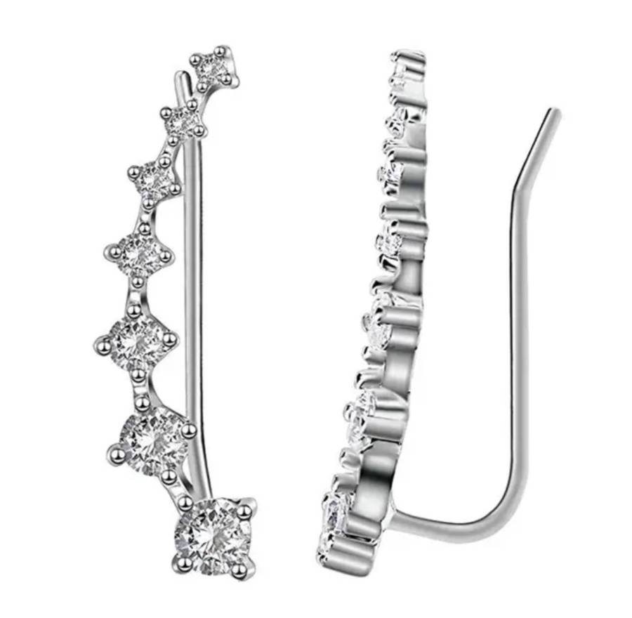 925 Silver CZ Climber Earrings
