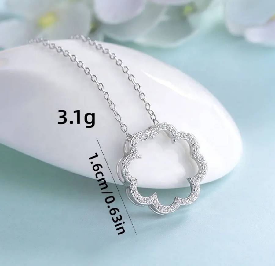 925 Silver Scrunched Scallops CZ Necklace
