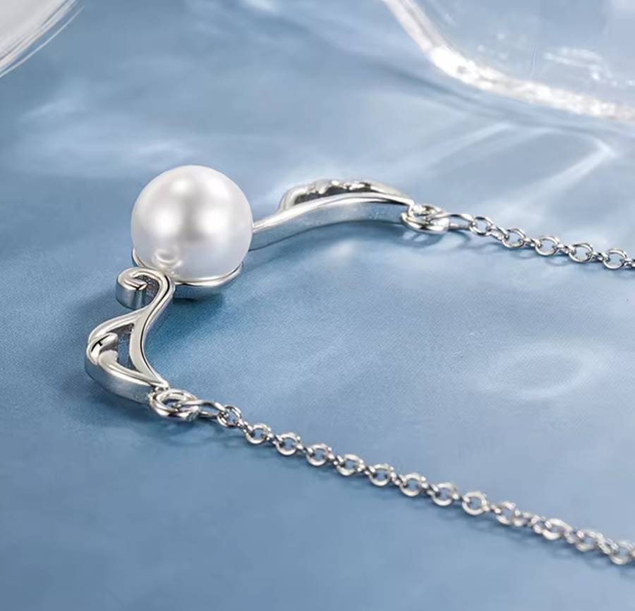 925 Silver Angel Wing Pearl Necklace