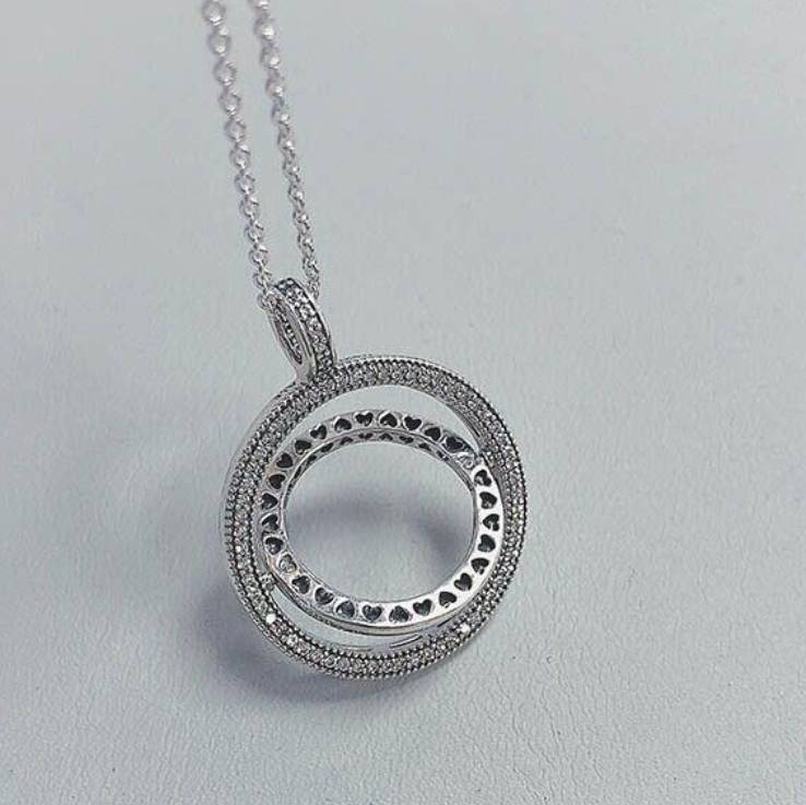 925 Silver Spinning Hearts Necklace