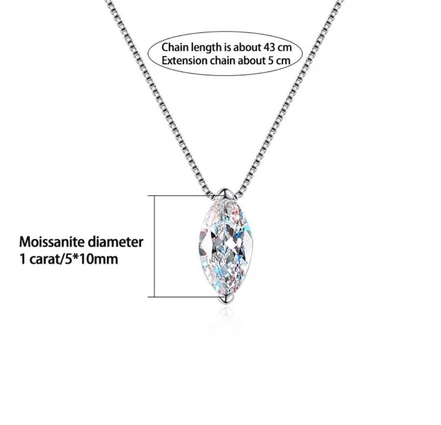 1ct Marquise Cut Moissanite Necklace