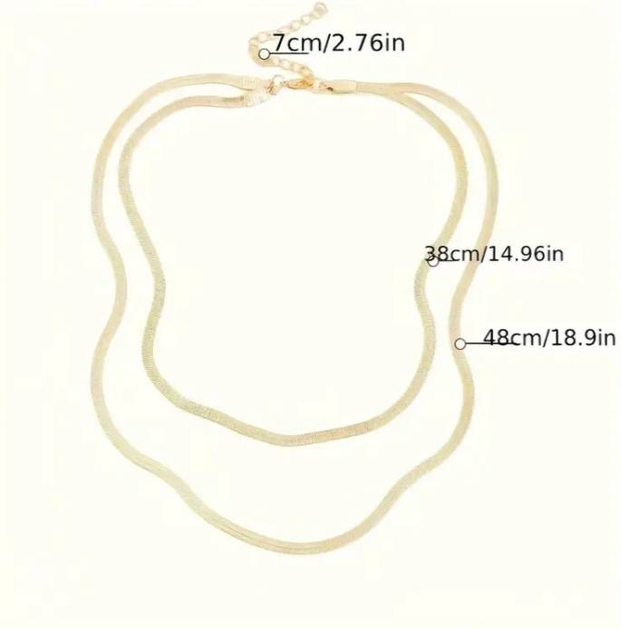 Double Layered Stainless Steel Herringbone Necklace