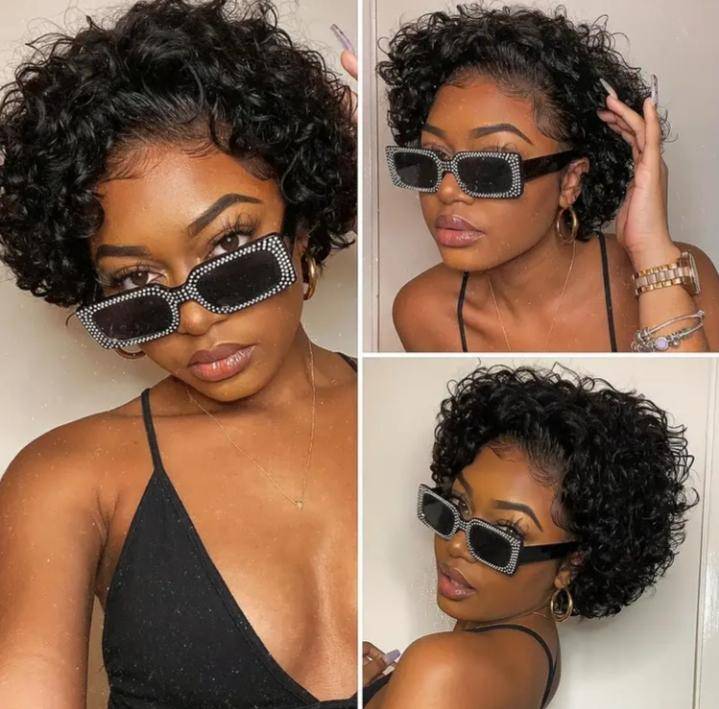 Brazilian Human Hair Curly Pixie 13x1 Lace Wig PLUS Free Gift