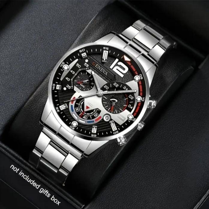 Mens Quartz Watch Set | 4 Piece Jewellery Set for Men