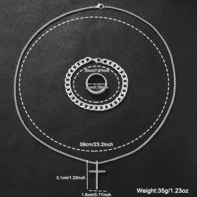 Mens Quartz Watch Set | 4 Piece Jewellery Set for Men