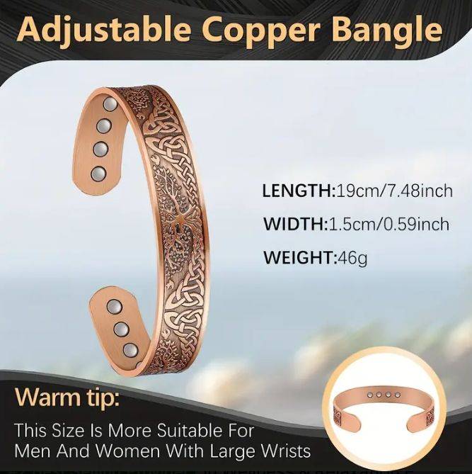 Copper Magnetic Bracelet Bangle with 12 Magnets 1pce