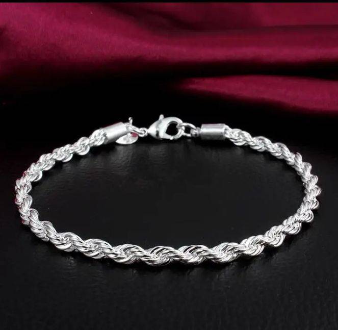 Sterling Silver Filled Twist Rope Bracelet