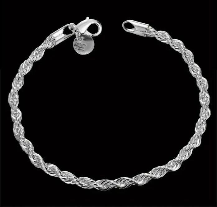 Sterling Silver Filled Twist Rope Bracelet