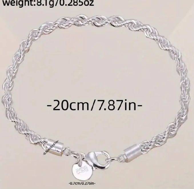 Sterling Silver Filled Twist Rope Bracelet
