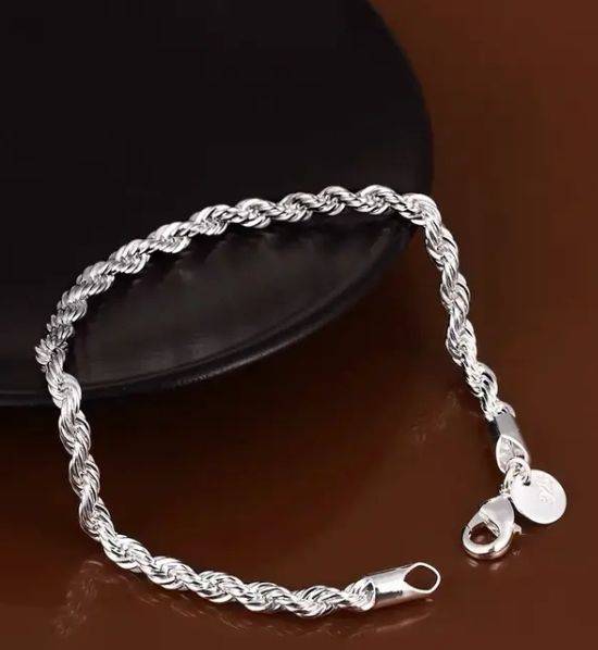 Sterling Silver Filled Twist Rope Bracelet