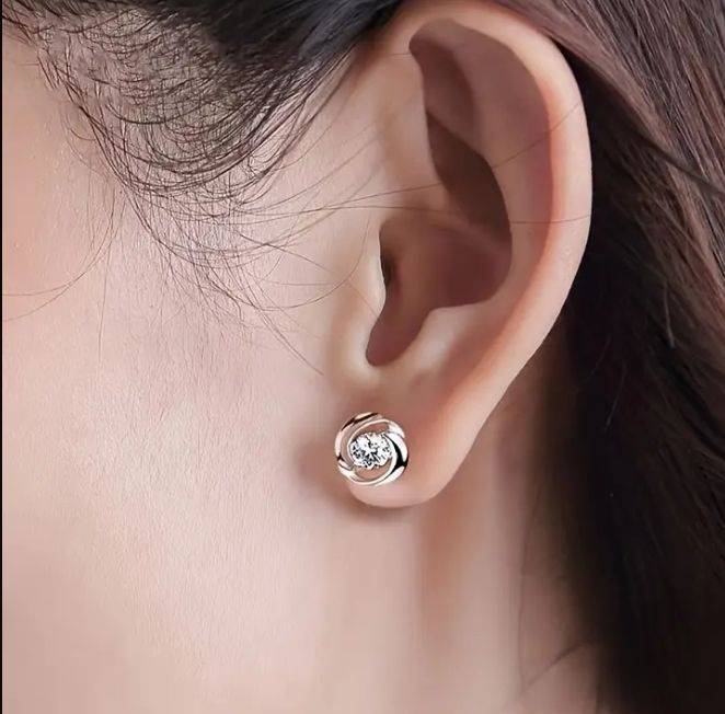 S925 Sterling Silver Crystal Stud Earrings | Marked S925