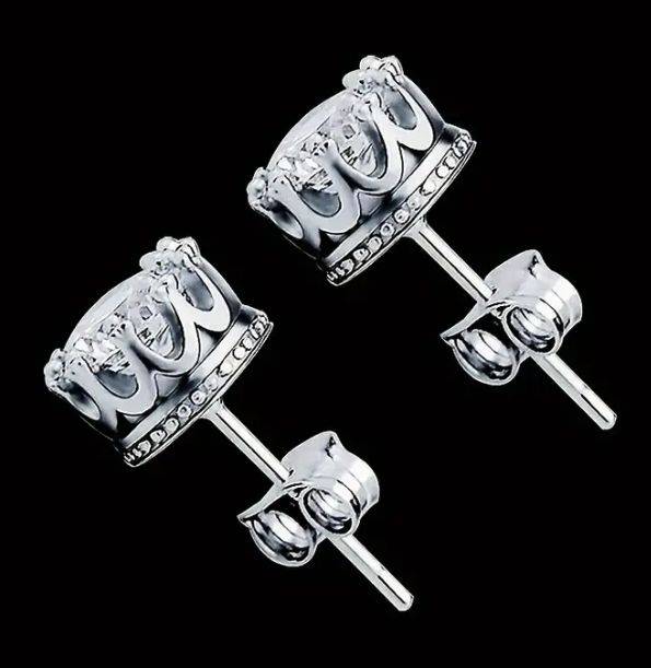 6 mm Crown Stud Earrings | Platinum Plated