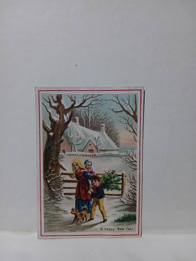 Vintage new year greeting card dated 1874