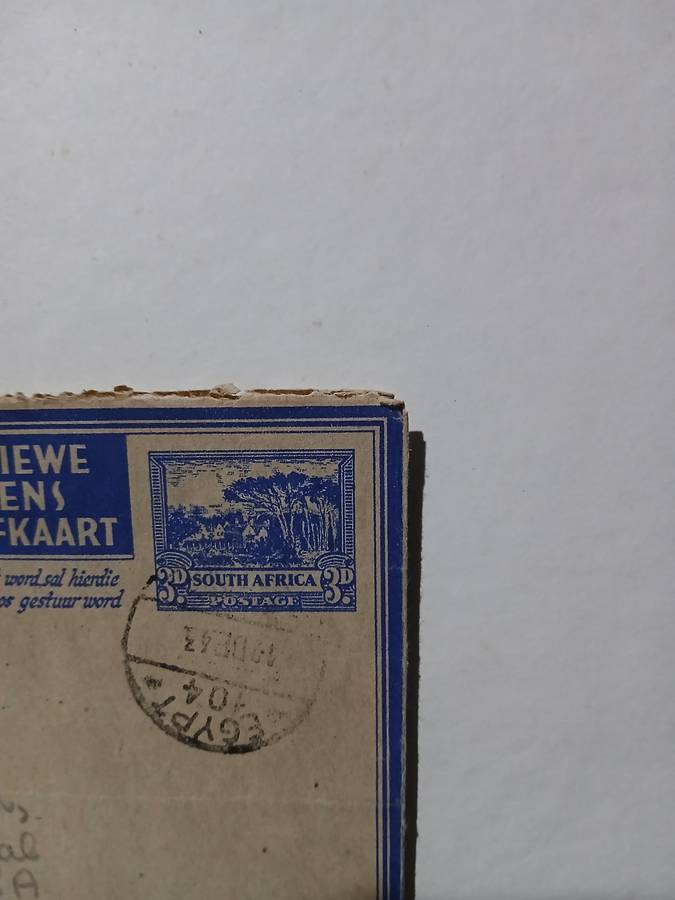 Ww2 active service letter card airmail 1943
