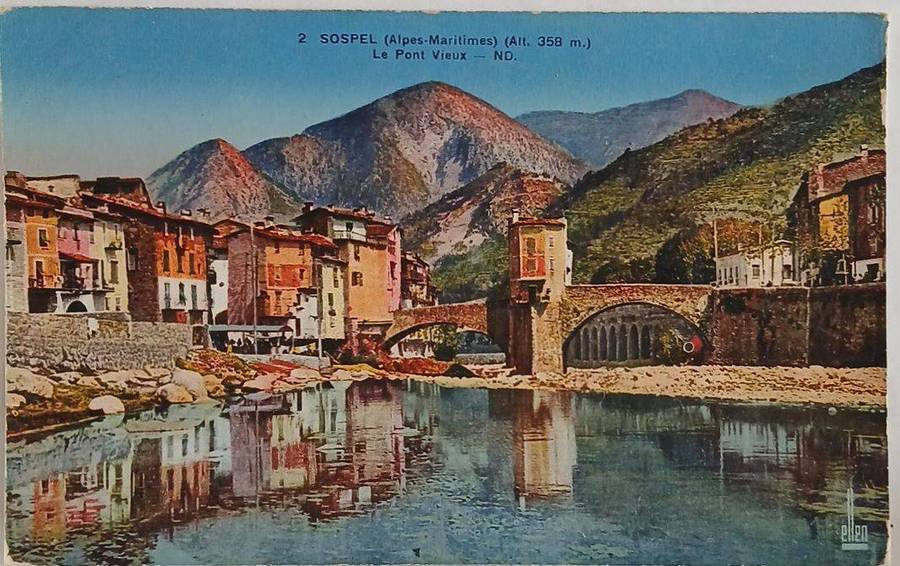 Vintage colour postcard French landscape scene