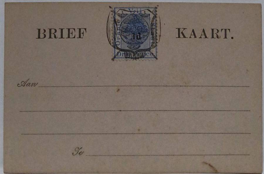 Vintage brief Kaart with 1d surcharge and coat of arms overprint