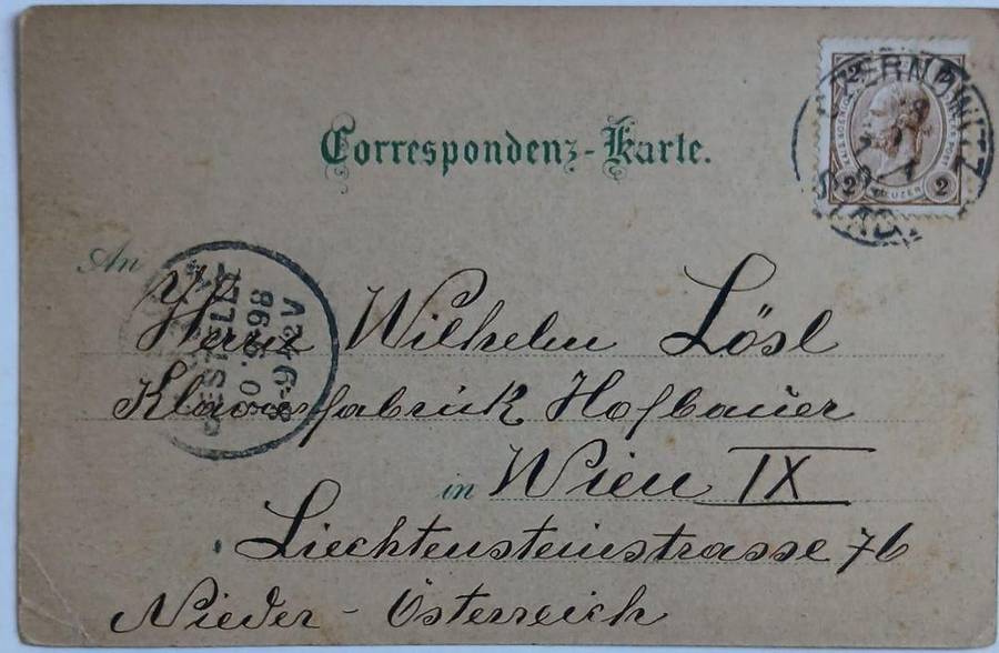 Vintage colour litho postcard Grus Aus Czernowitz 1898 (austro-hungary)