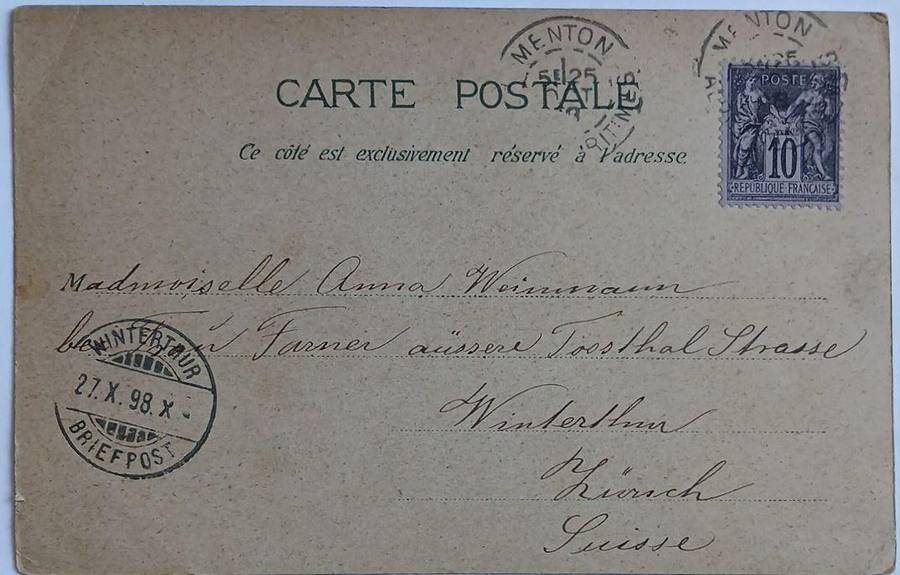 Vintage Souvenir colour postcard of Menton France