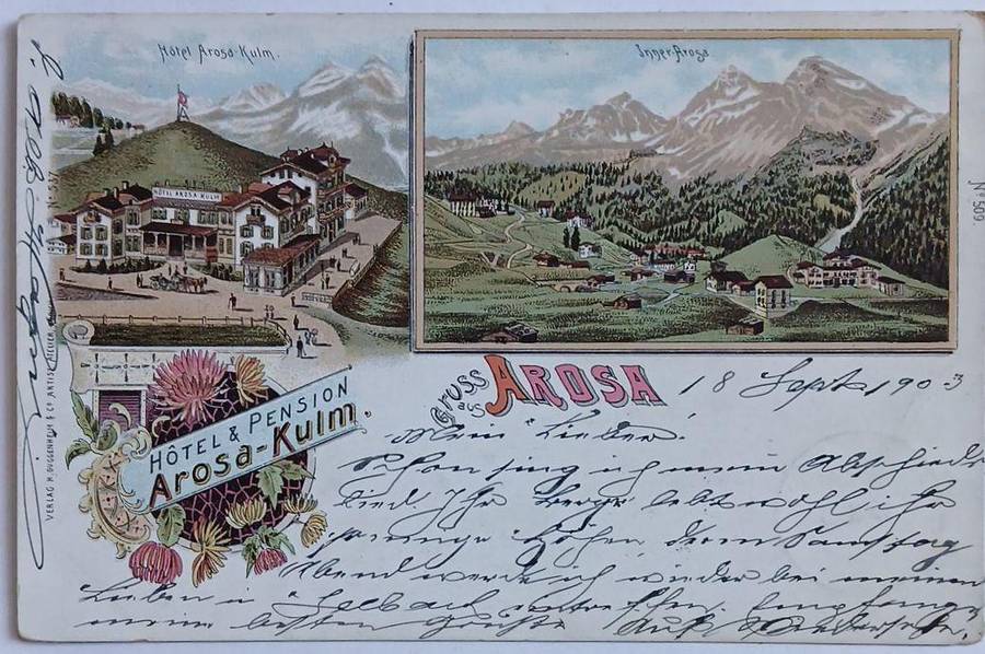 Grus Aus Arosa (switzerland) arosa hotel and resort colour postcard 1903