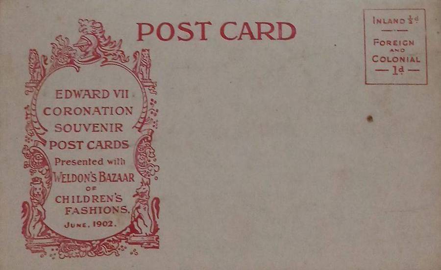 Mint coronation souvenir postcard of King EdwardVII welding Bazaar 1902