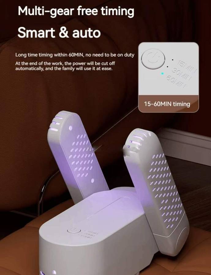 Portable foldable shoe dryer with timer function