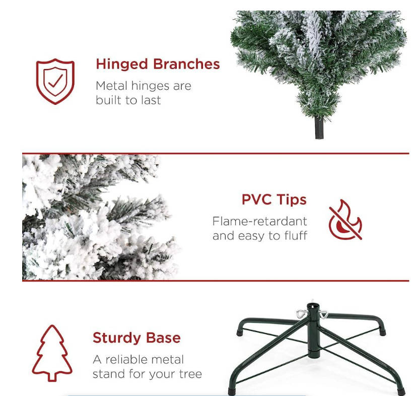 Premium Snow Flocked Artificial Holiday Christmas Tree - 1.8m
