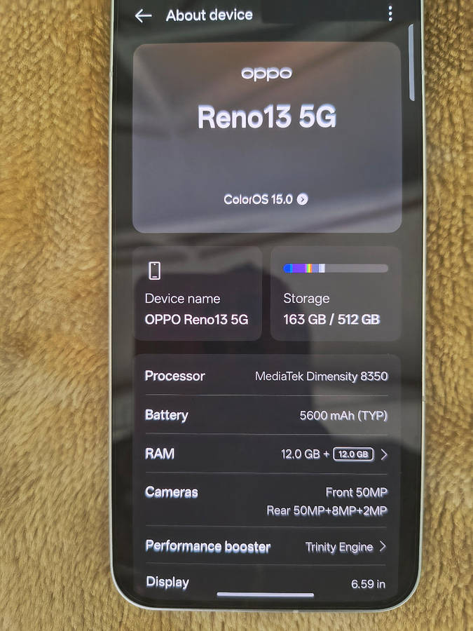 OPPO Reno 13 (24gb Ram 512gb storage)