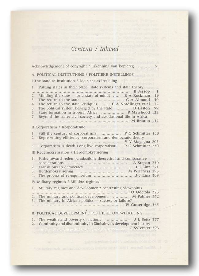 Political Development and Institutional Tendencies compiled by DJ Kotze (1992)
