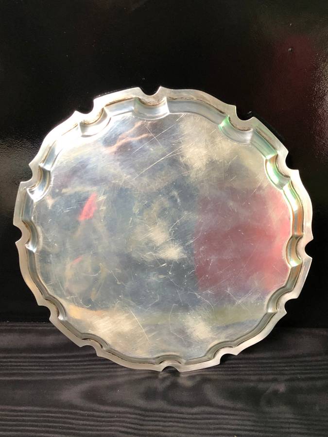 STERLING SILVER COMMEMORATIVE CARD TRAY BY CHARLES GREEN & Co DATED 1937 - 254g