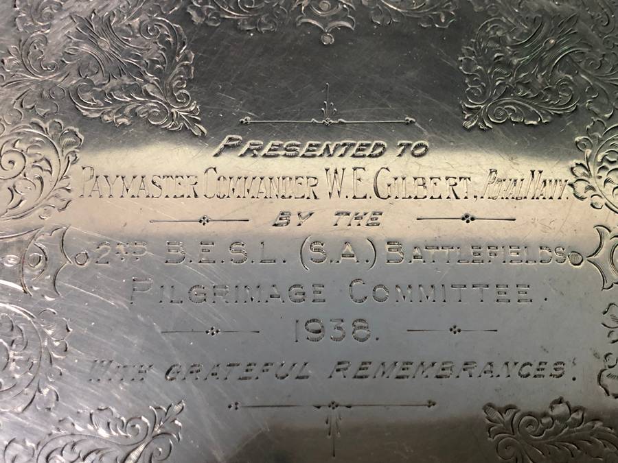 STERLING SILVER COMMEMORATIVE CARD TRAY BY CHARLES GREEN & Co DATED 1937 - 254g