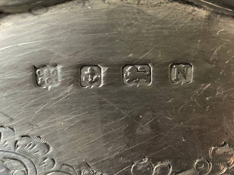 STERLING SILVER COMMEMORATIVE CARD TRAY BY CHARLES GREEN & Co DATED 1937 - 254g