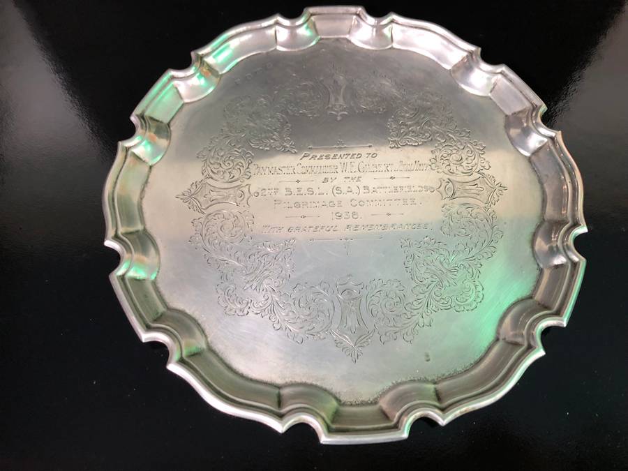 STERLING SILVER COMMEMORATIVE CARD TRAY BY CHARLES GREEN & Co DATED 1937 - 254g