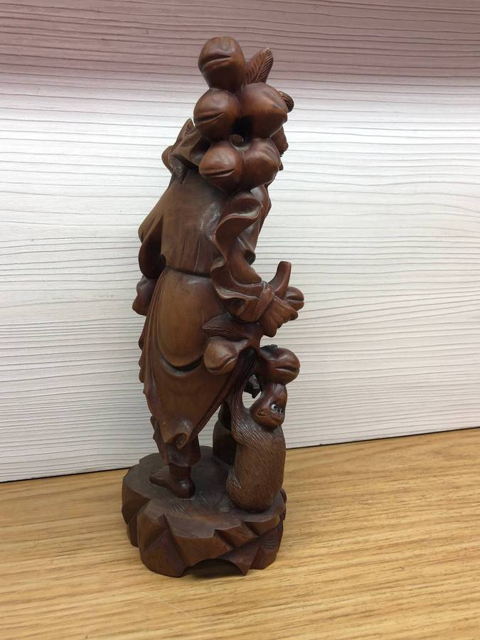 Numbered 1009 LTD edition carved Chinese rosewood figure of an immortal wise man c19th C