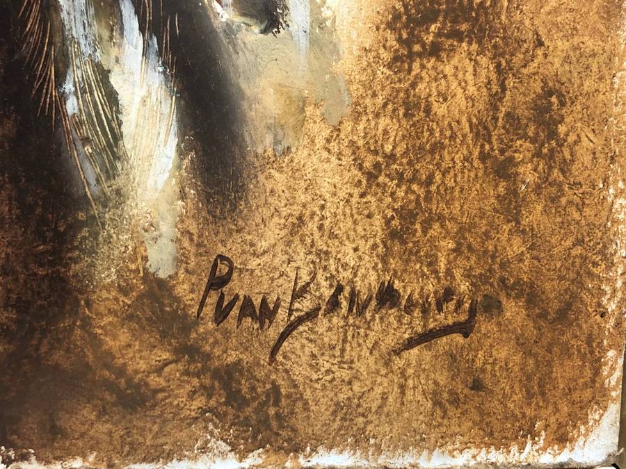 Beautiful oil on board painting of a Kudu signed Paul van Rensberg