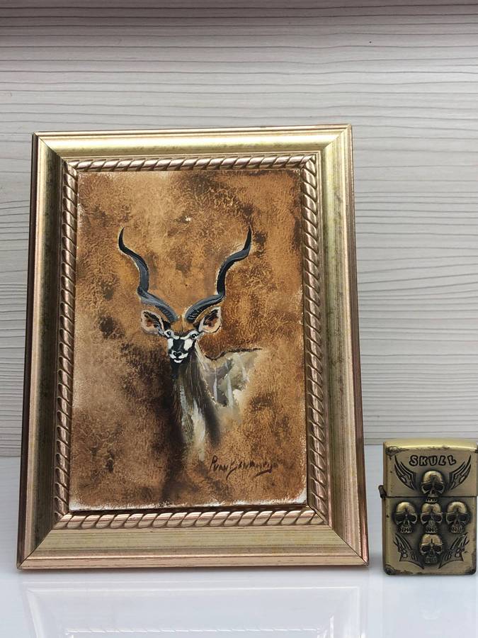 Beautiful oil on board painting of a Kudu signed Paul van Rensberg