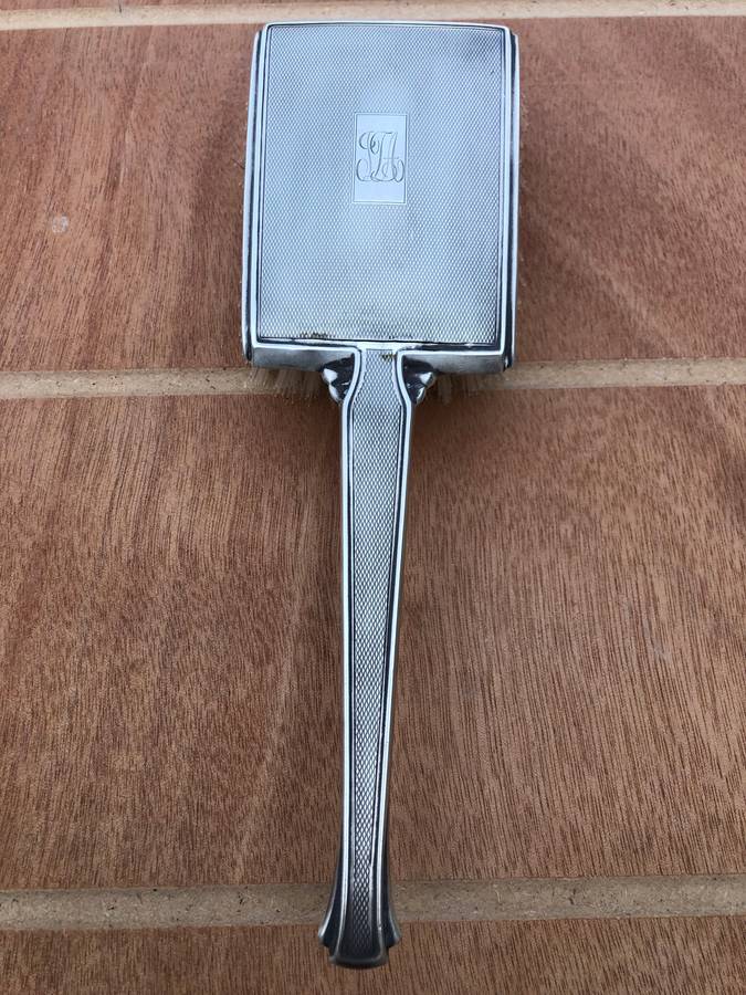 Hallmarked Birmingham sterling silver hair brush by W.I Broadway & Company dated 1961