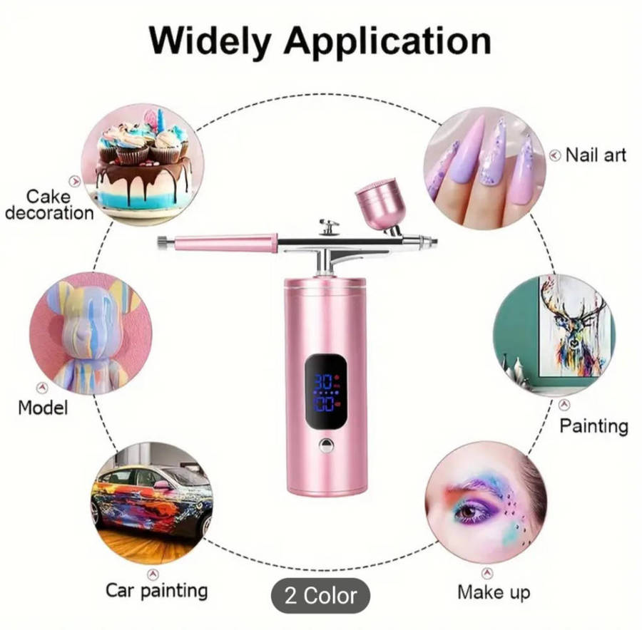 Professional Portable Airbrush kit with Compressor & Lcd display (Black)