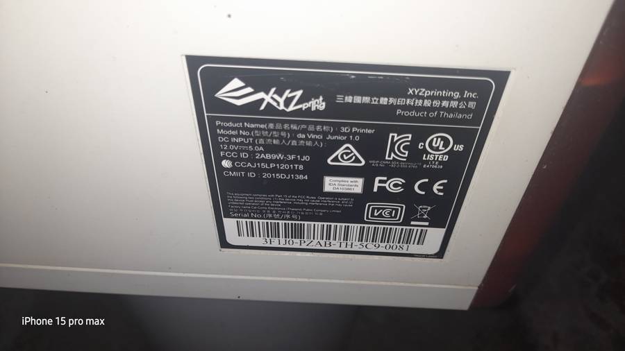 Xyz 3D Printer Da Vinci Jr