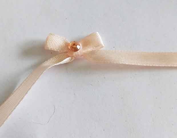 Embellishments, Fabric, Bow With Rhinestone, Orange, 22mm x 50mm, 4pc