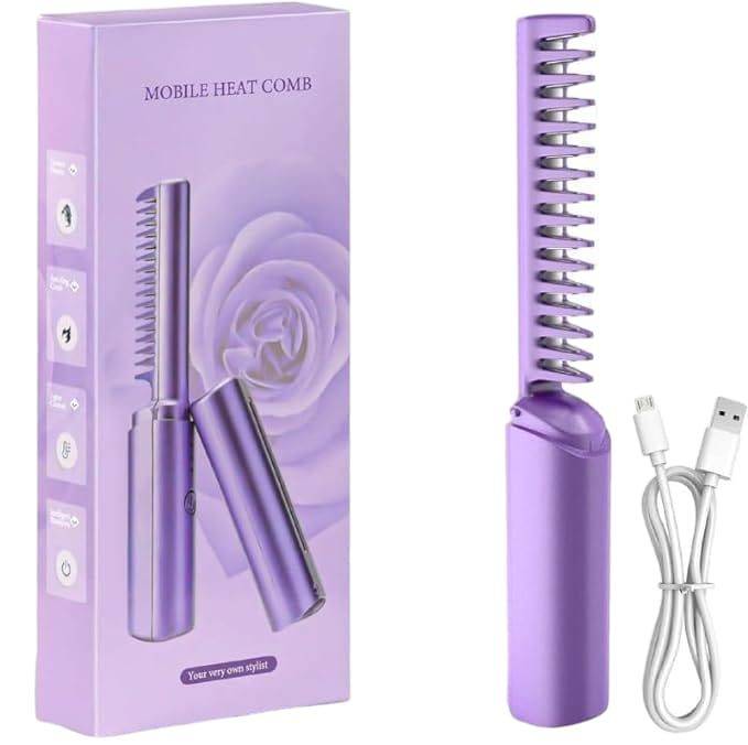 Portable Rechargeable Travel Heat Comb Hair Straightener