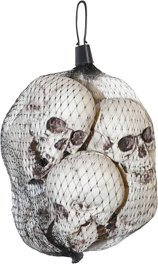 Bag of 6 Small Plastic 3" Skulls with Moveable Jaws Halloween Decor Props