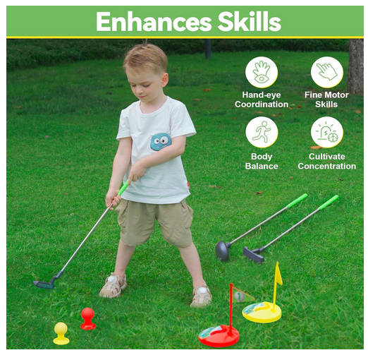 Popsunny Kids Golf Club Set for 3 4 5 Years Old, Adjustable Toddler Golf Clubs, Outdoor & Indoor Go