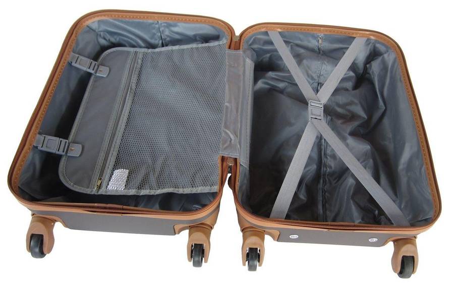 Blue Star ABS Luggage Set - 3 Piece Spinner Suitcases in Brown with Locks & Trim - Travel Ready