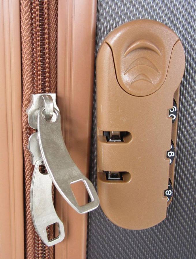 Blue Star ABS Luggage Set - 3 Piece Spinner Suitcases in Brown with Locks & Trim - Travel Ready