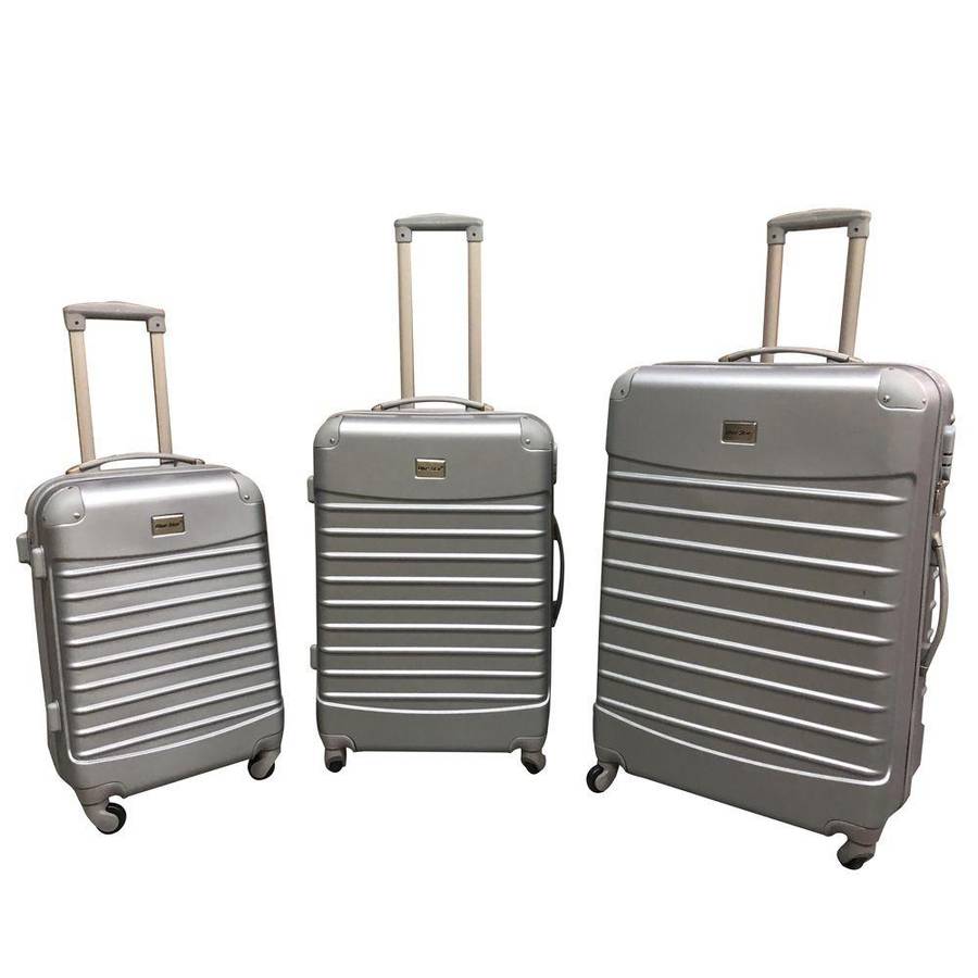 3-Piece Silver Luggage Set with LocksDurable ABS Travel Bags for Modern South African Travellers