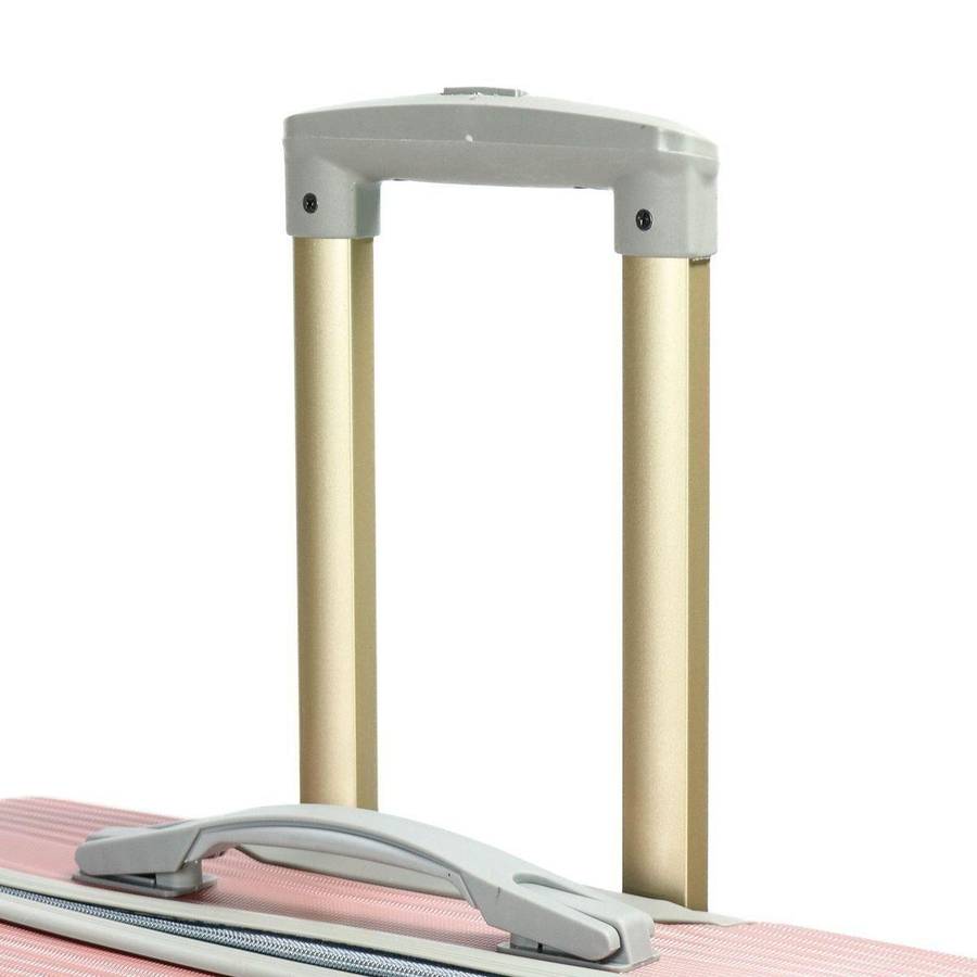 3-Piece Metallic Pink Luggage Set  Spinner Wheels, Gold Handles, Hard Shell Travel Suitcases